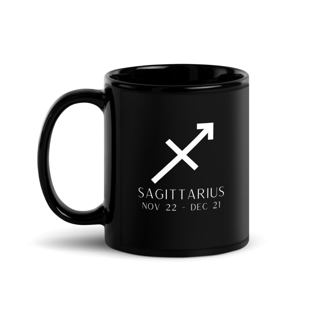 Sagittarius Zodiac Black Glossy Mug