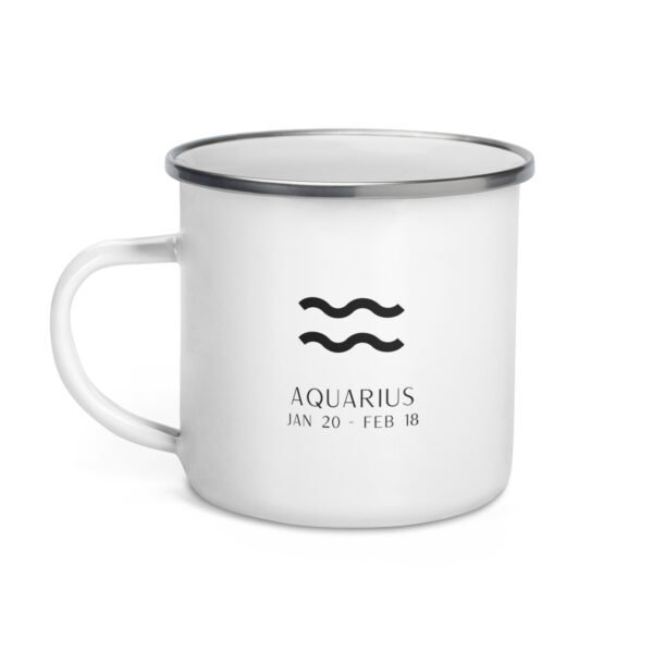 Aquarius Zodiac White Enamel Mug
