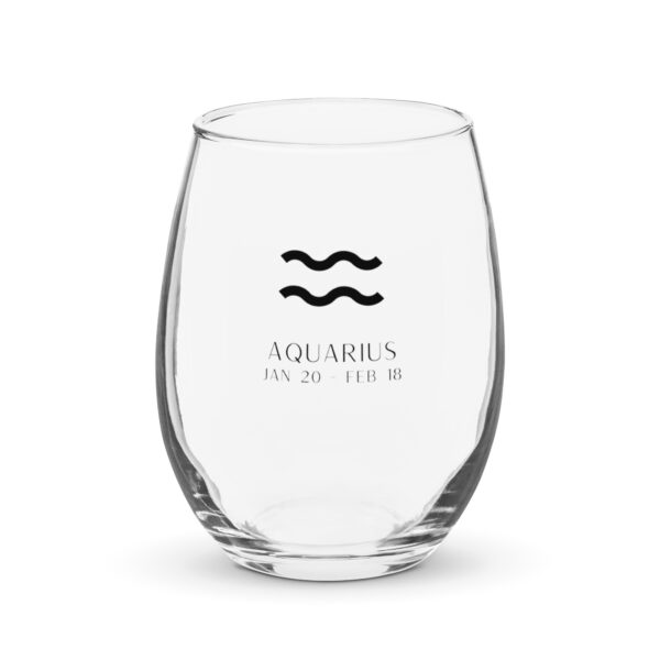 Aquarius Zodiac Stemless wine glass