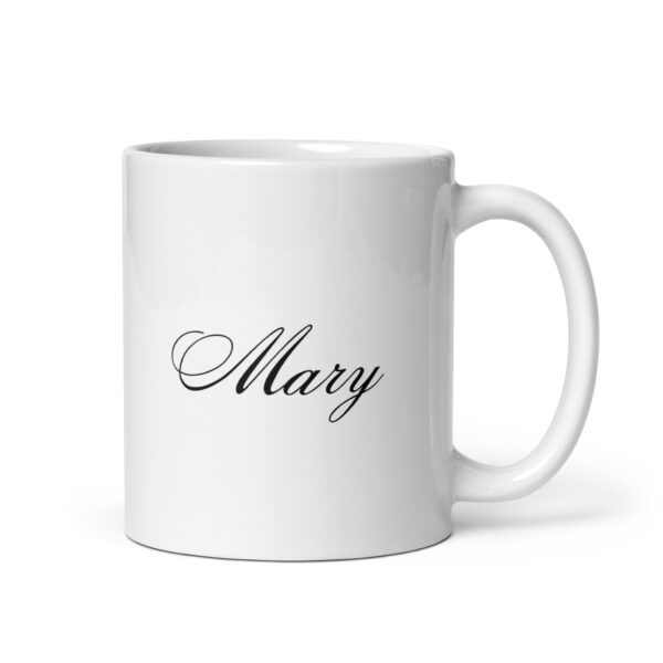Personalized White Glossy Mug – Mary – Script Font