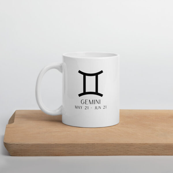 Gemini Zodiac White glossy mug