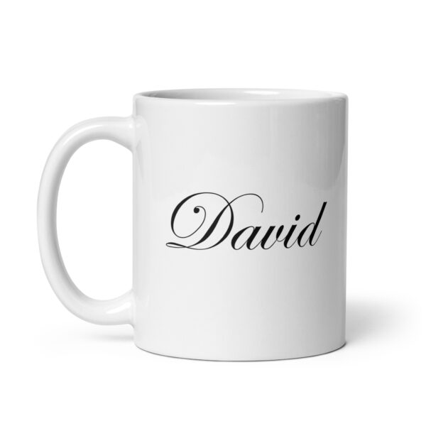 Personalized White Glossy Mug – David – Script Font