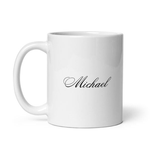 Personalized White Glossy Mug – Michael – Script Font