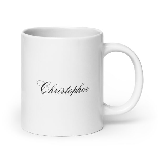 Personalized White Glossy Mug – Christopher – Script Font