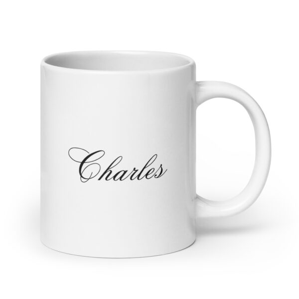 Personalized White Glossy Mug – Charles – Script Font
