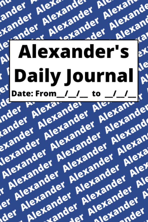 Personalized Daily Journal – Alexander: Blue cover