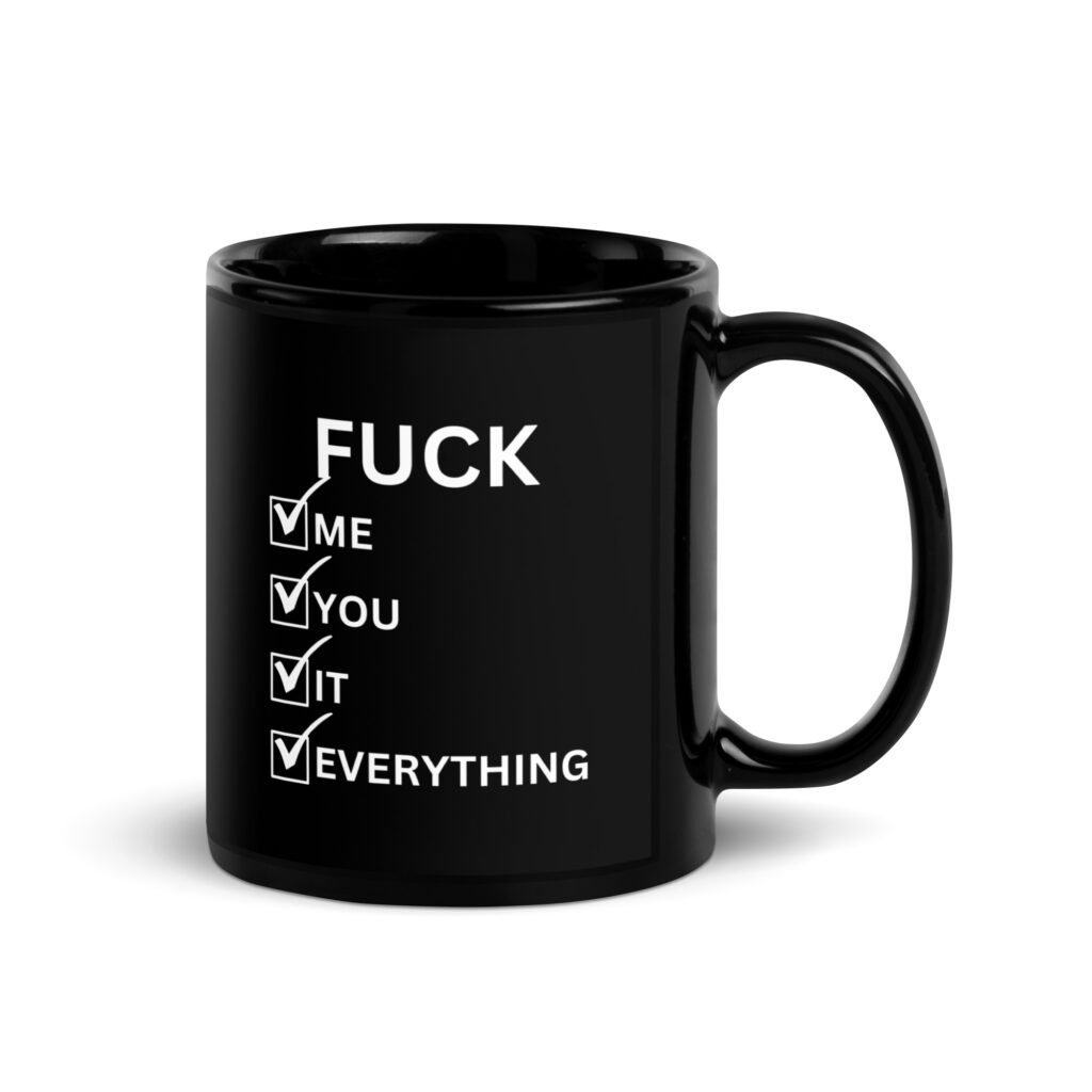 F Everything Black Glossy Mug