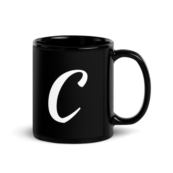 Personalized Letter C Black Glossy Mug