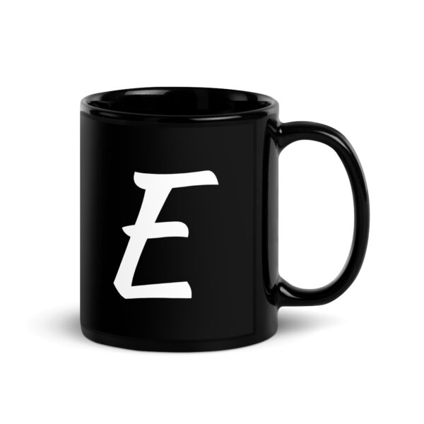 Personalized Letter E Black Glossy Mug