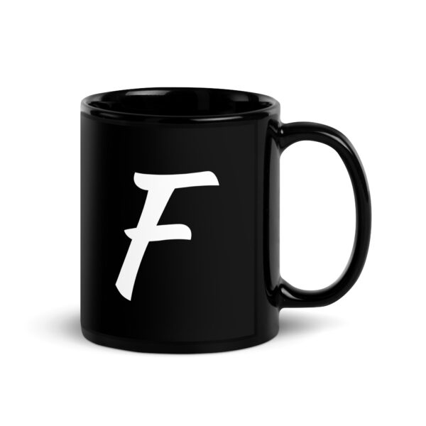 Personalized Letter F Black Glossy Mug