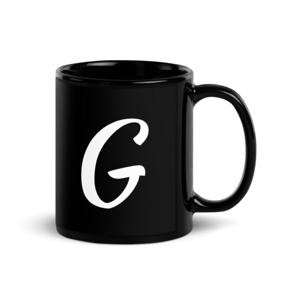 Personalized Letter G Black Glossy Mug