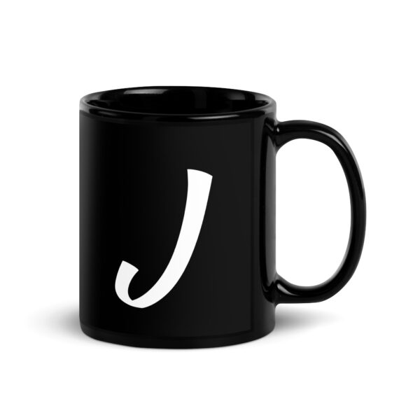 Personalized Letter J Black Glossy Mug