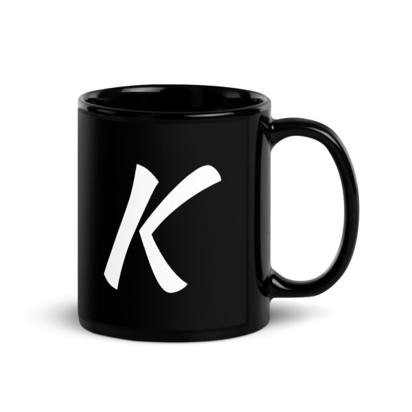 Personalized Letter K Black Glossy Mug