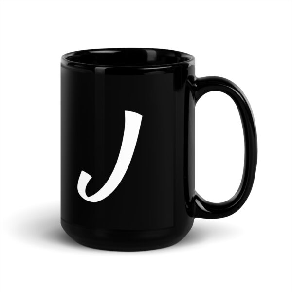 Personalized Letter J Black Glossy Mug - Image 5