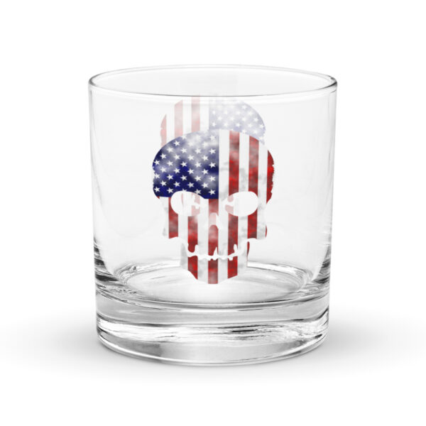 American Flag Skull Rocks glass