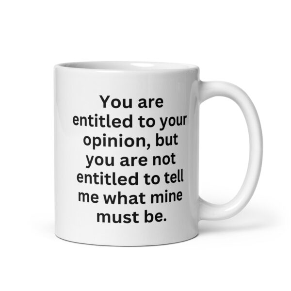 You are entitled to your opinion White glossy mug