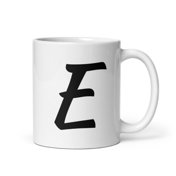 Personalized Letter E White glossy mug