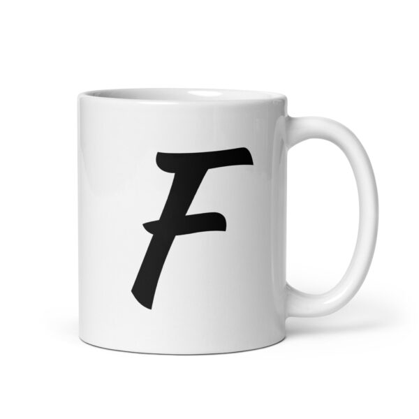 Personalized Letter F White glossy mug