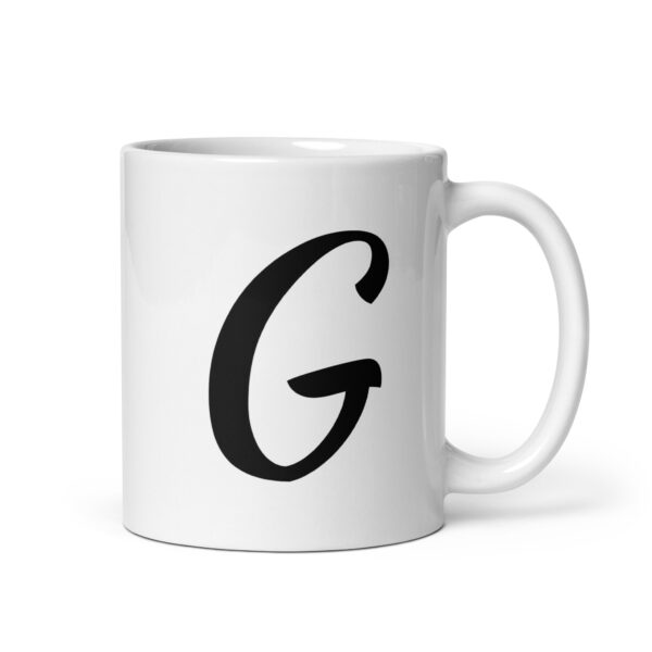 Personalized Letter G White glossy mug