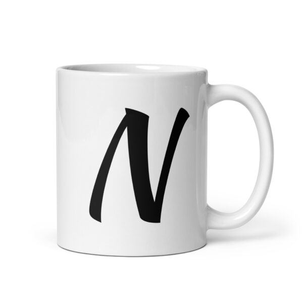 Personalized Letter N White glossy mug