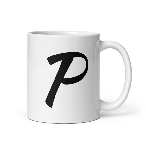 Personalized Letter P White glossy mug