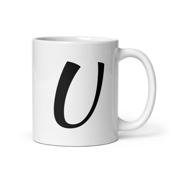 Personalized Letter U White glossy mug