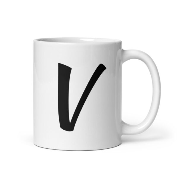 Personalized Letter V White glossy mug