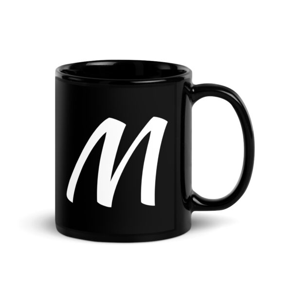 Personalized Letter M Black Glossy Mug