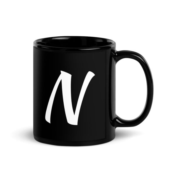 Personalized Letter N Black Glossy Mug