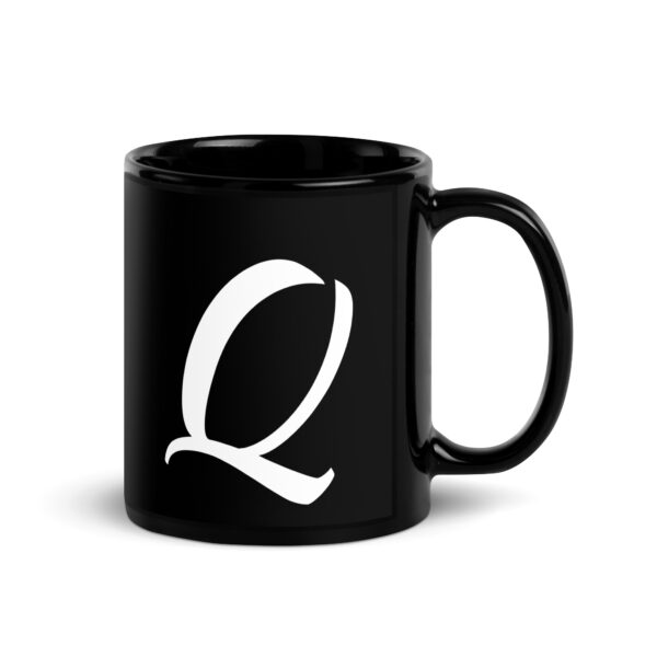 Personalized Letter Q Black Glossy Mug