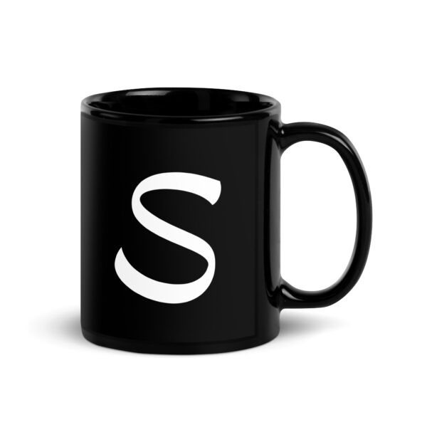 Personalized Letter S Black Glossy Mug