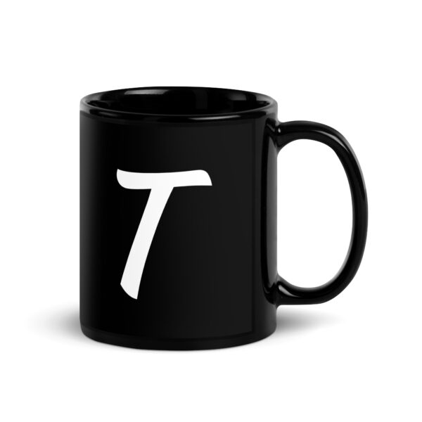 Personalized Letter T Black Glossy Mug