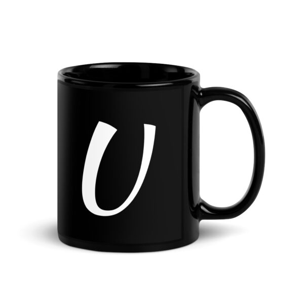 Personalized Letter U Black Glossy Mug