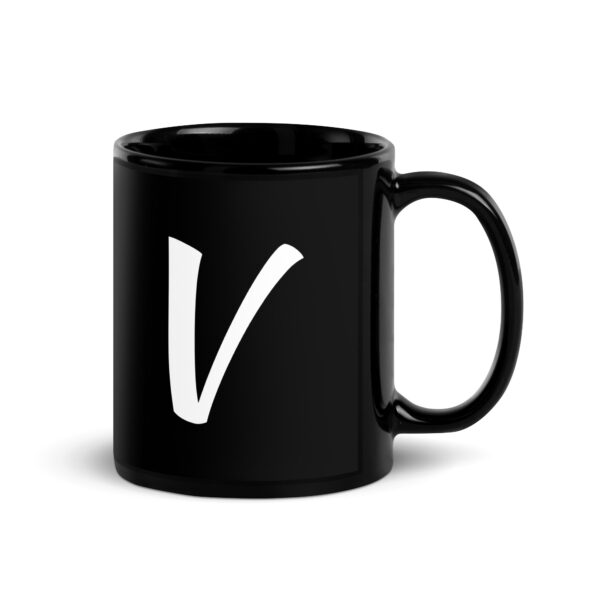 Personalized Letter V Black Glossy Mug