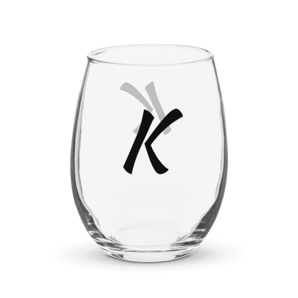 Personalized Letter K Stemless wine glass