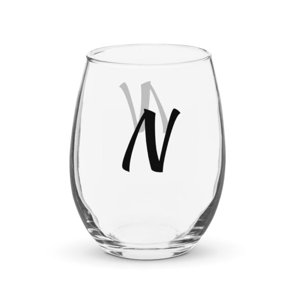 Personalized Letter N Stemless wine glass