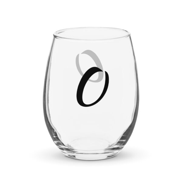 Personalized Letter O Stemless wine glass