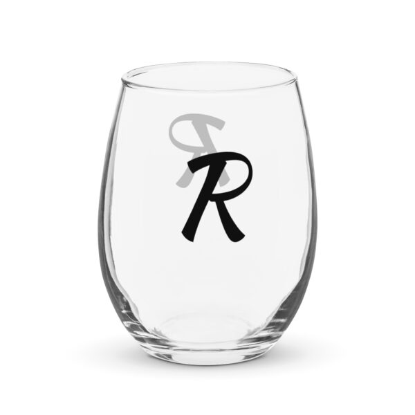 Personalized Letter R Stemless wine glass