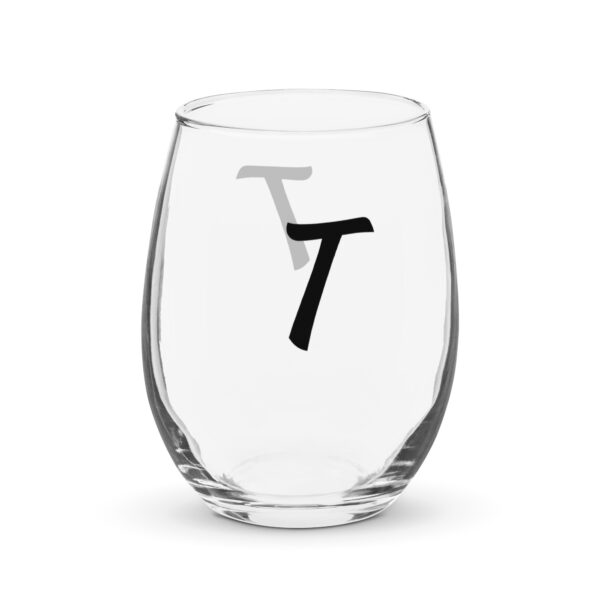 Personalized Letter T Stemless wine glass