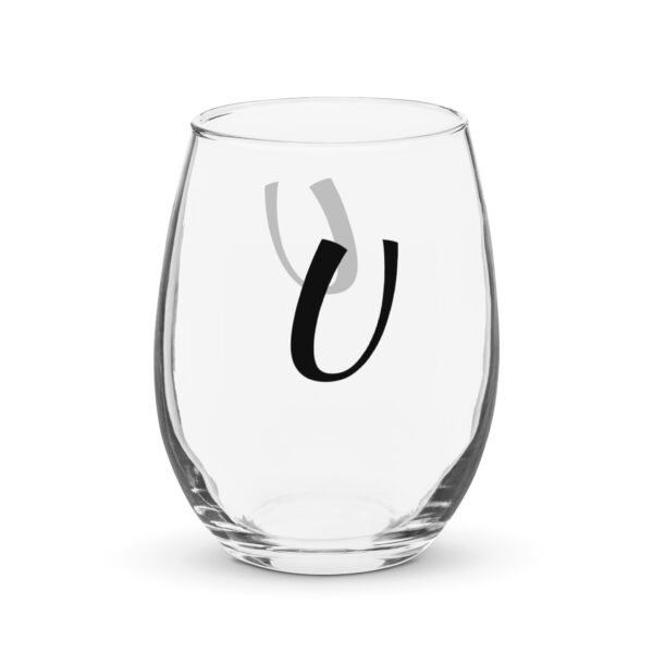 Personalized Letter U Stemless wine glass