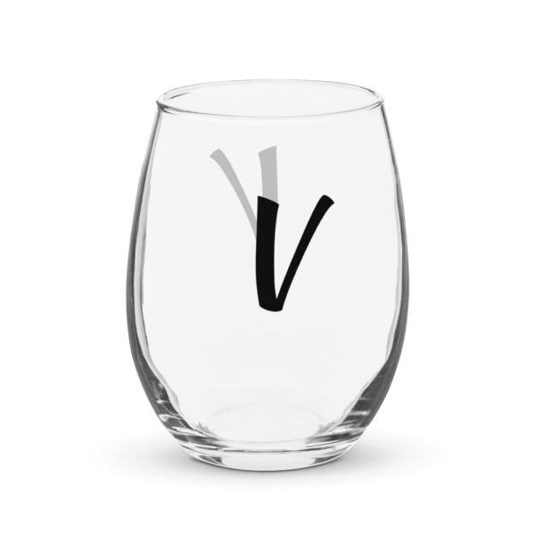 Personalized Letter V Stemless wine glass