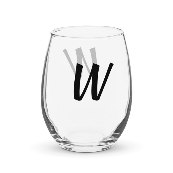 Personalized Letter W Stemless wine glass