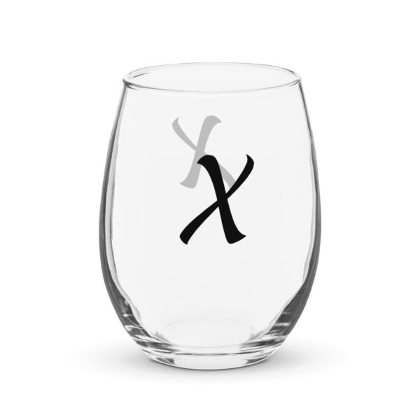 Personalized Letter X Stemless wine glass