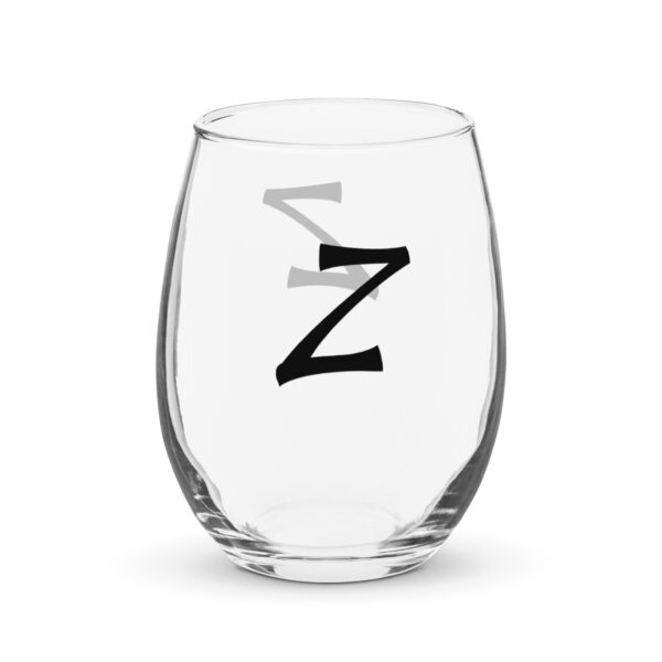 Personalized Letter Z Stemless wine glass