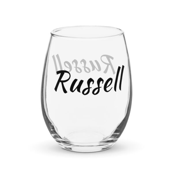 Personalized Stemless wine glass – Russell