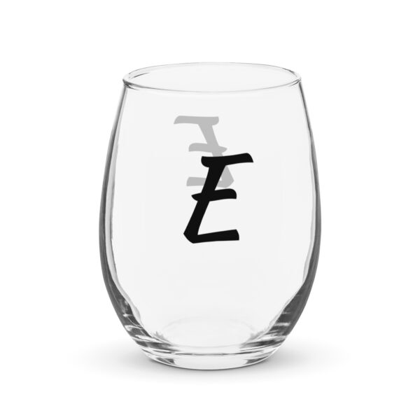 Personalized Letter E Stemless wine glass