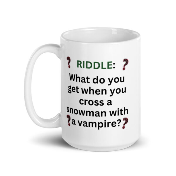 Snowman Vampire Riddle - White glossy mug - Image 5