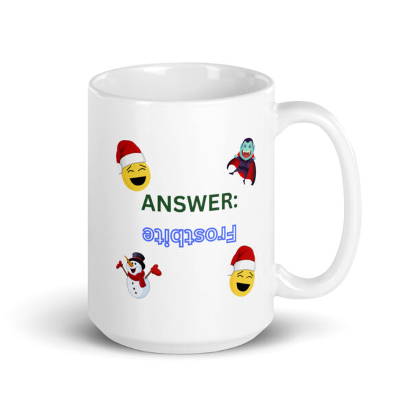 Snowman Vampire Riddle - White glossy mug - Image 4