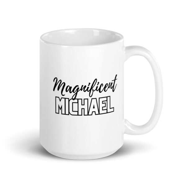 Magnificent Michael - White glossy mug - Image 4