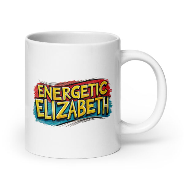 Energetic Elizabeth – White glossy mug